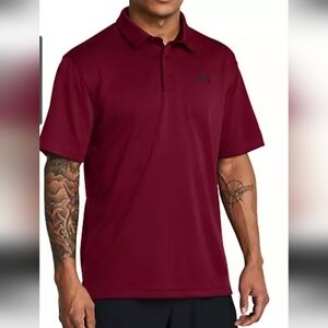 Like New Men's Under Armour  Burgundy Performance Polo Loose Fit‎  Shirt